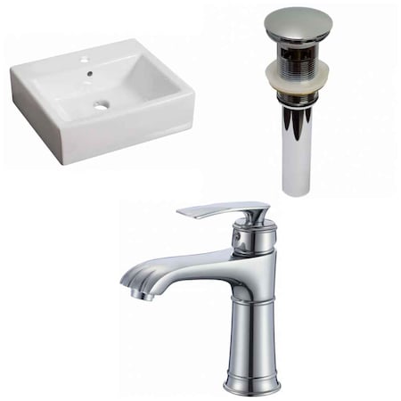 21-in. W Above Counter White Vessel Set For 1 Hole Center Faucet